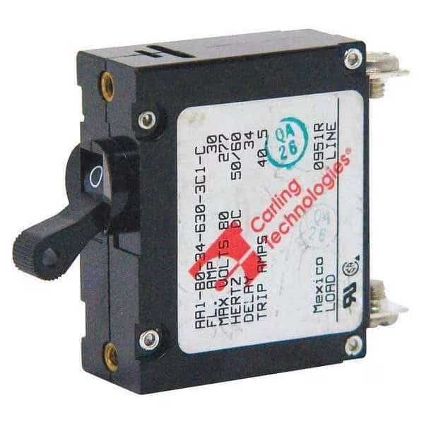 Circuit Breaker, A Series, 30A, 1 Pole, 250/277V AC, 2kA at 120V AC, Medium Curve