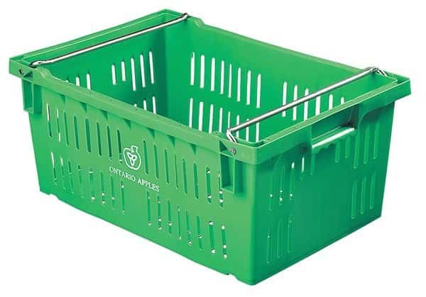 Hang & Stack Storage Bin, Plastic, Green, 10 1/4 in H, 15 3/4 in W, 23 5/8 in L