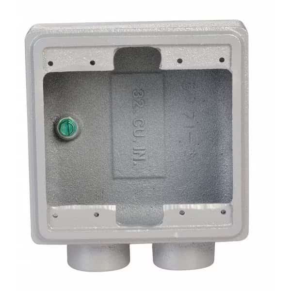 Weatherproof Electrical Box, 32 cu in, FSS Box Type, 2 Gangs, Malleable Iron, Rectangular Shape