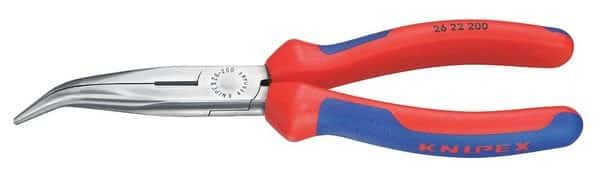 8 in Bent Long Nose Plier, Side Cutter Multi-Component Grip Handle