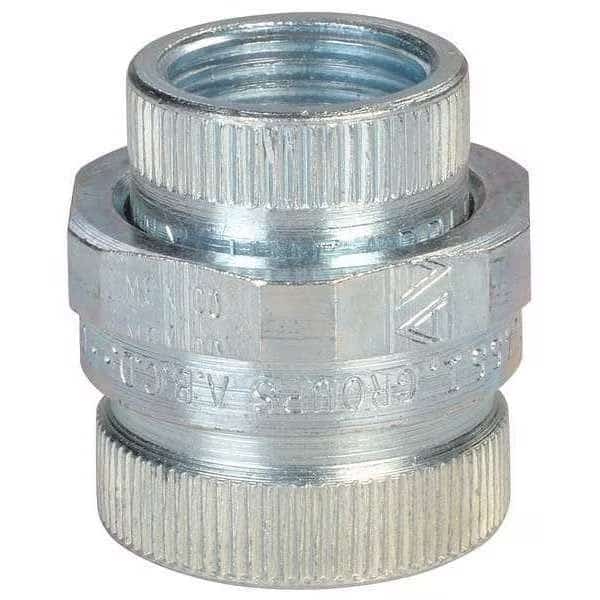 Rigid Union, 3/4 in, Threaded, Steel, Zinc Plated, Silver