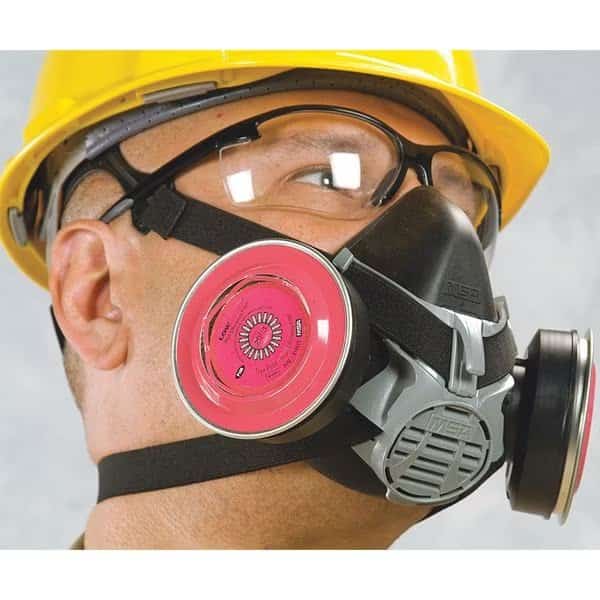 Half Mask Respirator Kit: 2 Combination Cartridge/Filters Included, Magenta/Yellow, Threaded, Size S
