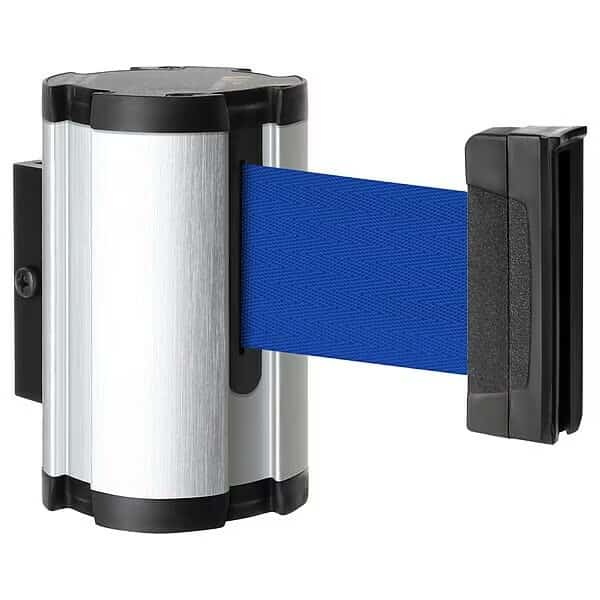 Retractable Belt Barrier, Silver, 10 ft Length, Satin Aluminum