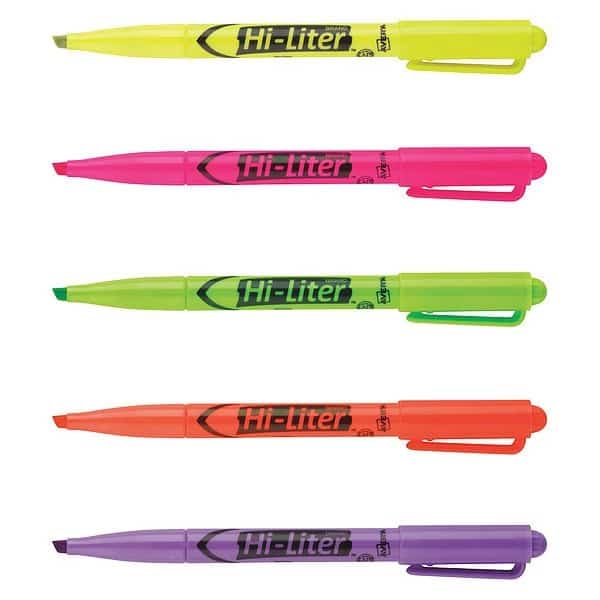 Pen-Style Highlighters, Assorted Colors, Smear Safe, Nontoxic, PK6