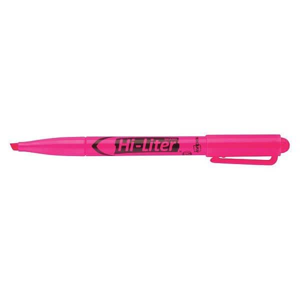 Pen-Style Highlighter, Chisel Tip, Fluorescent Pink, Smear Safe, Nontoxic