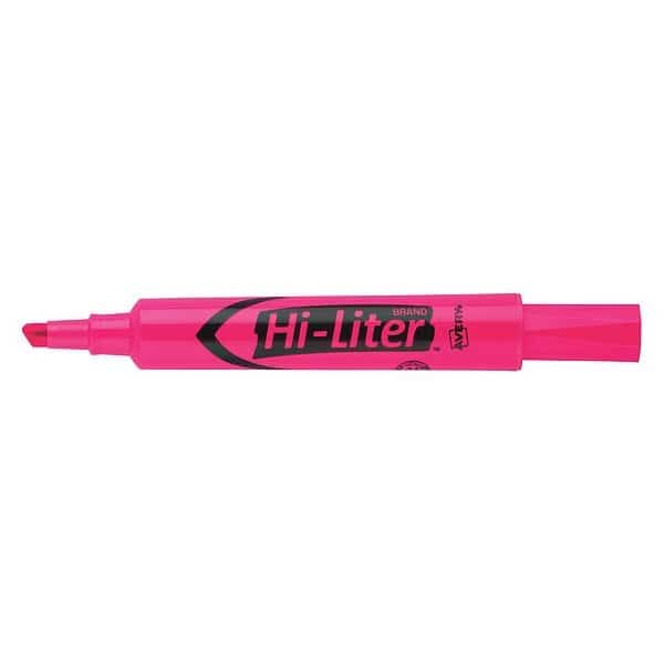 fluorescent Pink Chisel Tip Highlighter, 12/PK