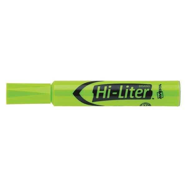 Highlighter, Chisel Tip, Fluorescent Green, Smear Safe, Nontoxic