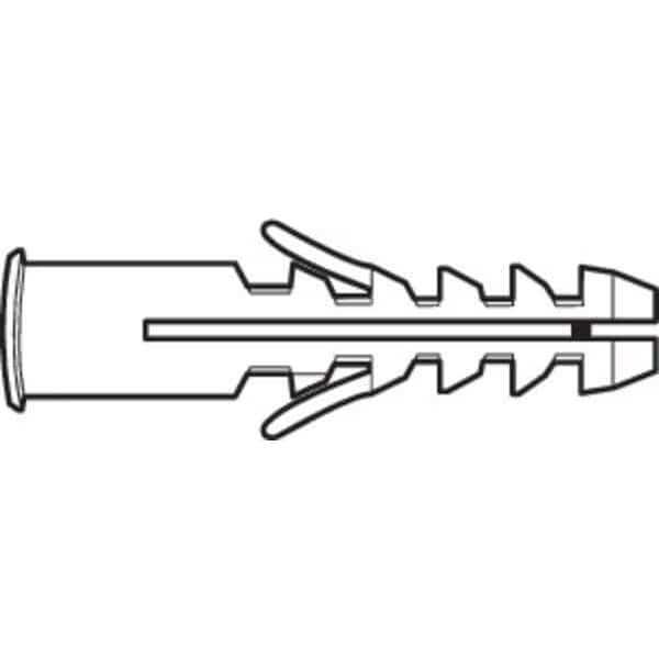 Wall Anchor, 1-3/16" L, Plastic, Not Rated Tension Strength, 100 PK