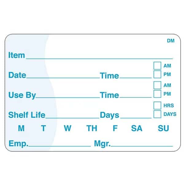 Shelf Life Label, 2 In. H, 3 In. W, PK250