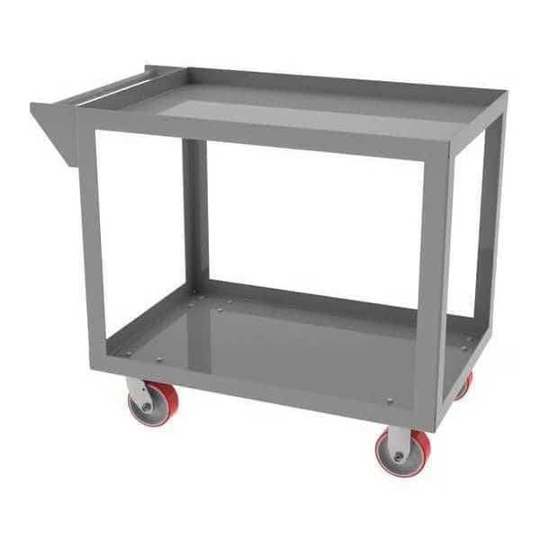 Cart, 24"Dx48"L, 3 Shelf, Retainer Lip