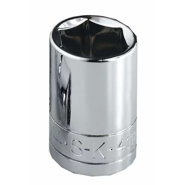 1/4 in Drive, 3/8" SAE Socket, 6 Points, Steel, Chrome, 3/8 in