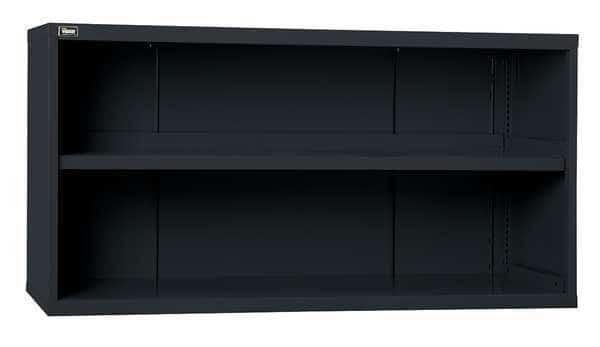 Double Wide Base Storage Cabinet, 31 in H, 60 in W, 27-3/4 in D, No Handle, None, Black, 2 Shelves