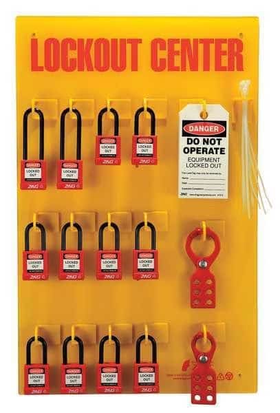 Lockout Station, Filled, 12 Padlocks, ZING, Mfr# 7115