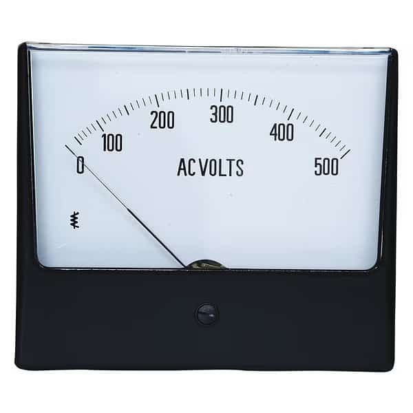 Analog Panel Meter, AC Voltage, 0-500 AC V, Size (In.): 2.5