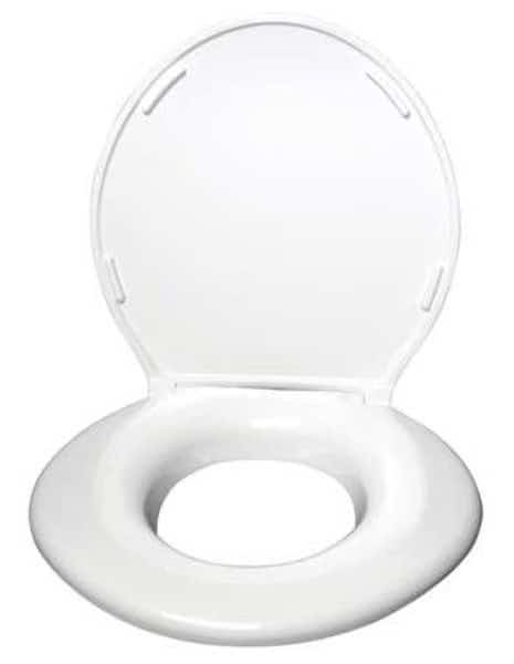 Toilet Seat, With Cover, ABS plastic, Round or Elongated, White, Big John, Mfr#: 1W