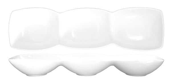 3-Compartment Bowl, 4 oz., Ceramic White PK24