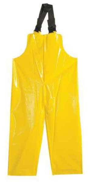 Rain Bib Overall, VR (Polyolefin), 31 in Inseam, 34 in to 36 in Waist, 8 mil Thickness, Yellow, L