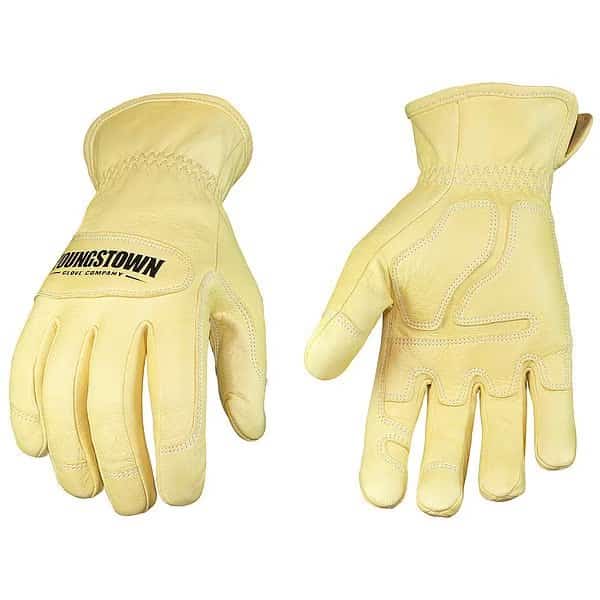 Arc Flash Gloves, Goat Grain Leather, Shirred Slip-On Cuff Tan, L ( 9 ), 1 PR