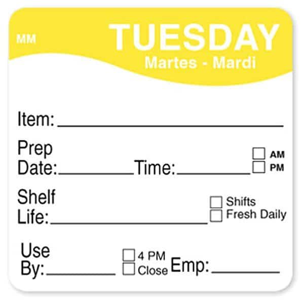 Food Safety Label, Orange/White, 2 in H