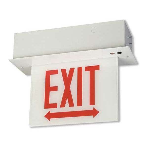 Edgelit Chicago Exit Sign,Surface Mount, Mfr#: ERCXL-EDGE-2WRWCS, BIG BEAM