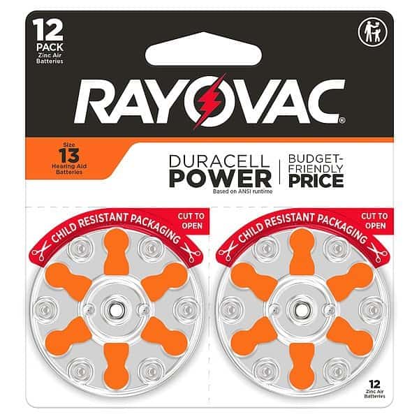 Hearing Aid BATT, 1.4V DC, 300 mAh CA, PK12