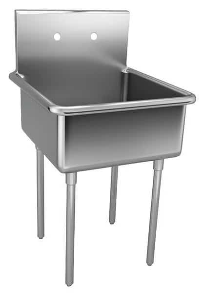 Scullery Sink 24 in x 24 in, 1, 2, Floor Mount, 304 Stainless steel