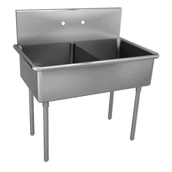 Scullery Sink 24 in x 24 in, 2, 2, Floor Mount, 304 Stainless steel