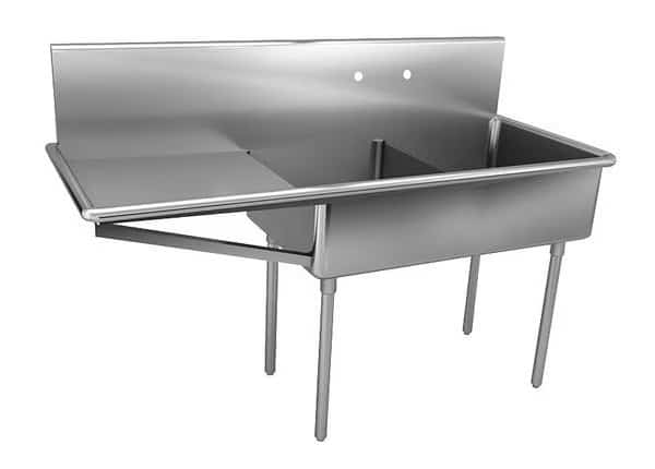 27 1/2 in W x 57 in L x 48 in H, Floor Mount, 304 Stainless steel, JUST MANUFACTURING, Mfr# NSFB230-24L-2-J
