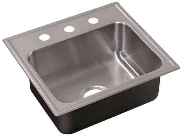 Drop-In Sink, Drop-In Mount, 3 Hole, 16" x 11-1/2", Stainless steel