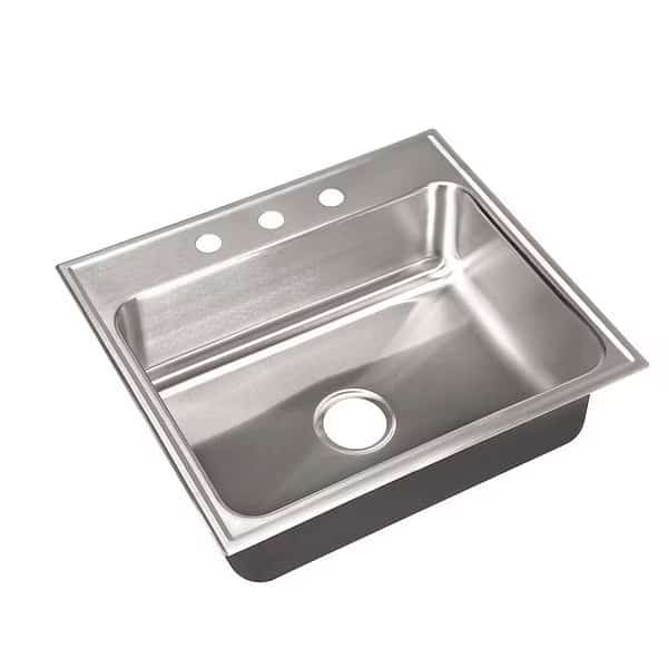 Drop-In Sink, 3 Hole, 22" x 16", Stainless steel