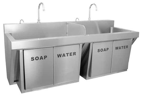 Scrub Sink 60 in x 17 1/2 in, 1, 2, Wall Mount, 304 Stainless steel