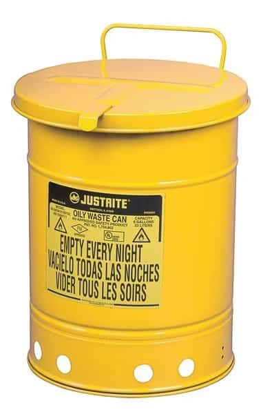 Oily Waste Can, 21 Gal., Steel, Yellow