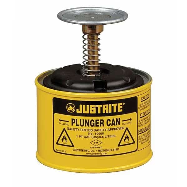 Plunger Can,1 pt.,Steel,Yellow, Mfr#: 10018, JUSTRITE