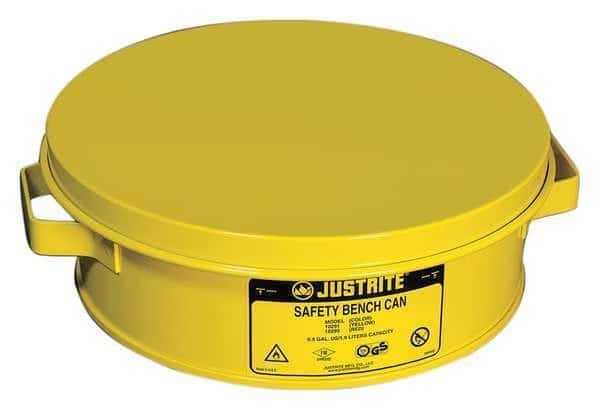 Bench Can, 2 Qt., Steel, Yellow