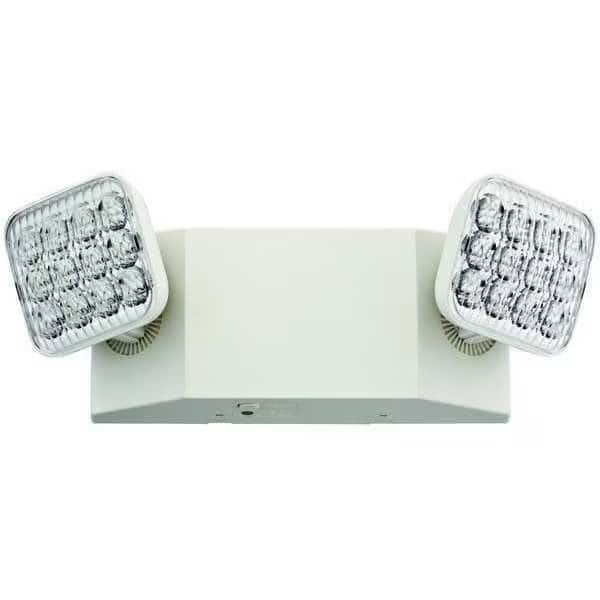 LED Emergency Light, Dual Lamp Head, Damp Location, UL Listed, White Housing