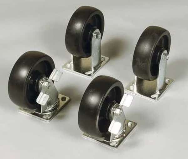 Caster Set, 2" W, Steel/Rubber, Black