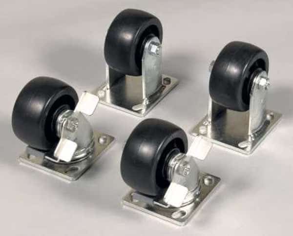 Caster Set, 2 in. W, Steel/Rubber, Black