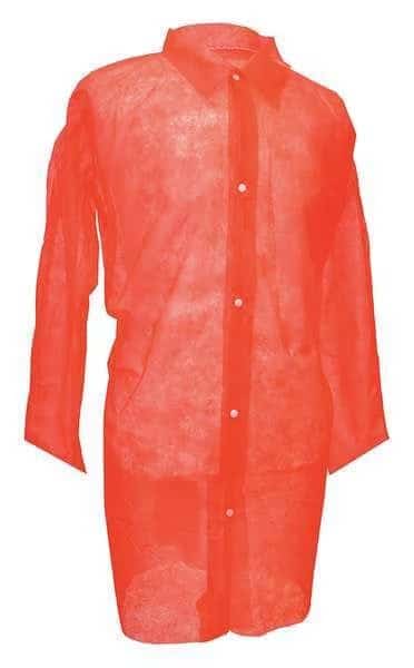 Disposable Lab Coat, Polypropylene, Snaps Closure, Red, 2XL, 30 PK