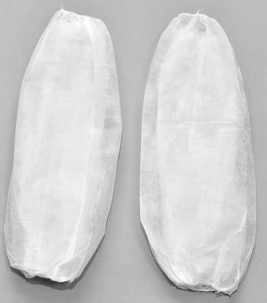 Poly-Lite Disposable Sleeves, 18 in Length, 1.25 mil Thick, Serged Seam, White, 200 PK