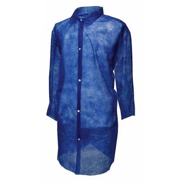 Disposable Lab Coat, Polypropylene, Snaps Closure, Blue, 4XL, 30 PK