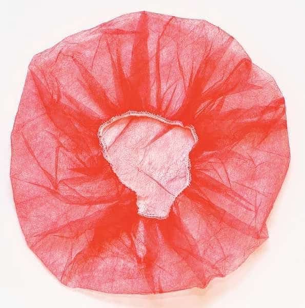 Bouffant Cap, Polypropylene, 21 in Dia., Red, M, 1000 PK