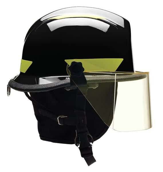 Fire/Rescue Helmet, Thermoplastic, 4-Point Sure-Lock(R) Ratchet, Black, Fits Hat Size 6-1/2 to 8
