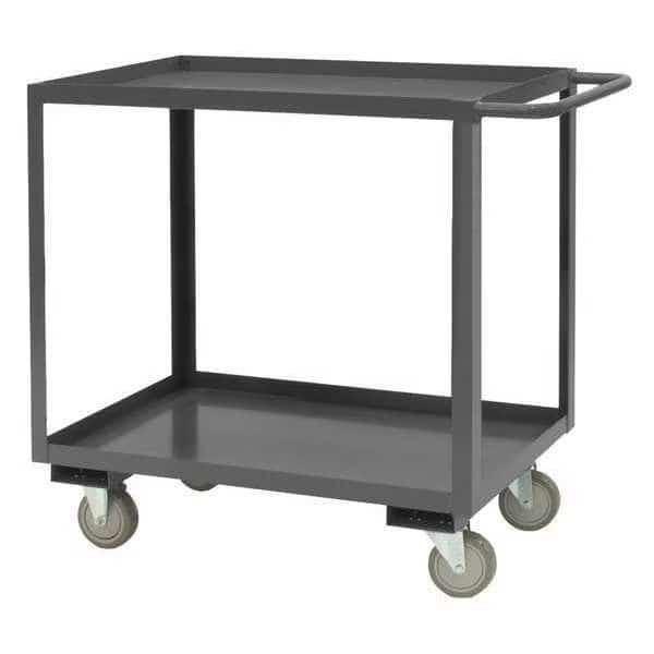 Utility Cart with Lipped Metal Shelves, Steel, 1,200 lb Load Capacity, 2 Shelves, 54 in L, 37 in H
