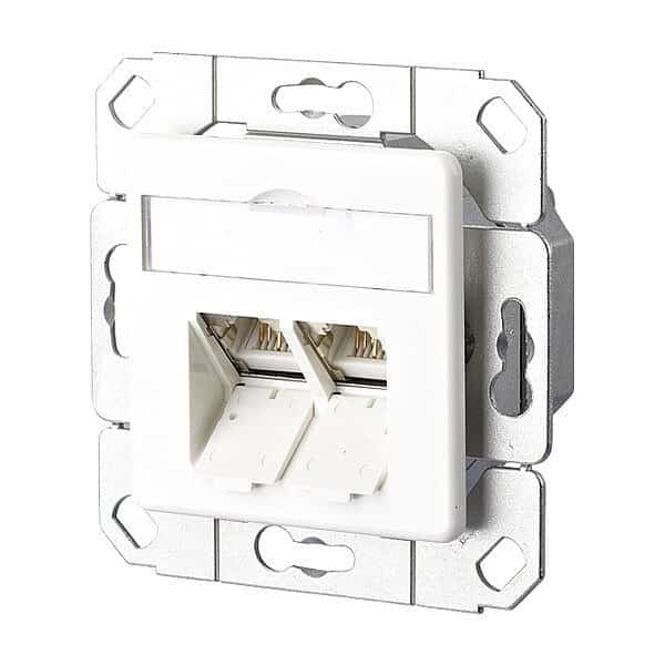 Wall Outlet, White, 2.752" H, 2.752" W, METZ CONNECT, Mfr# 130C381102-I