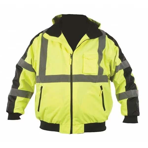 Hi-Vis Bomber Jacket, Teflon Fabric, Hi-Viz Yellow, 2XL