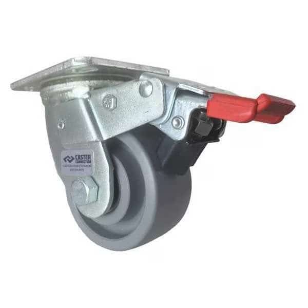 Swivel Plate Caster, w/Brake, TotalLock, 4"
