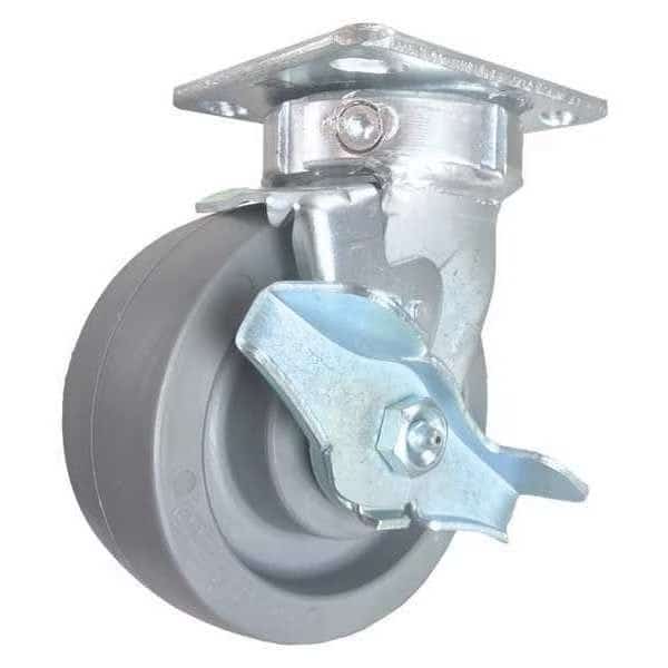 Swivel Plate Caster, w/Brake, SideStrap, 5"