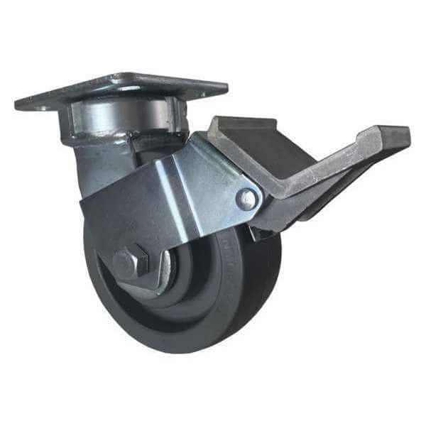 Swivel Plate Caster, w/Brake, Pedal, 5"