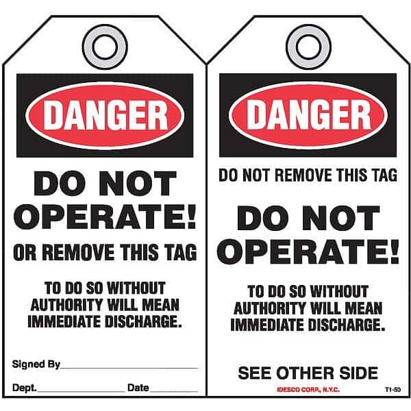 Do Not Operate Safety Tag, PK10
