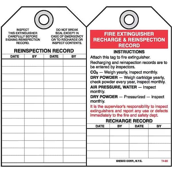 Fire Extinguisher Safety Tag, PK10
